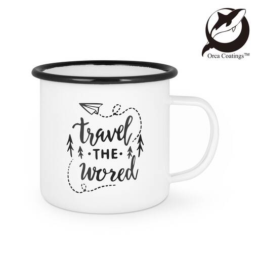 Emali muki 3dl - musta reuna (de Luxe laatu) - Uusia painotuotteita - 40474 - 1