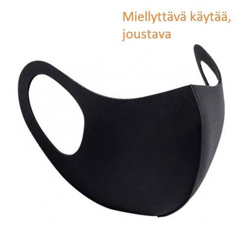 Kasvomaski pehmeäkangas, musta - elastinen - yksittäin pakattu - Myymälään, pakkaustarv ja pahvilaatikot - 38754 - 1