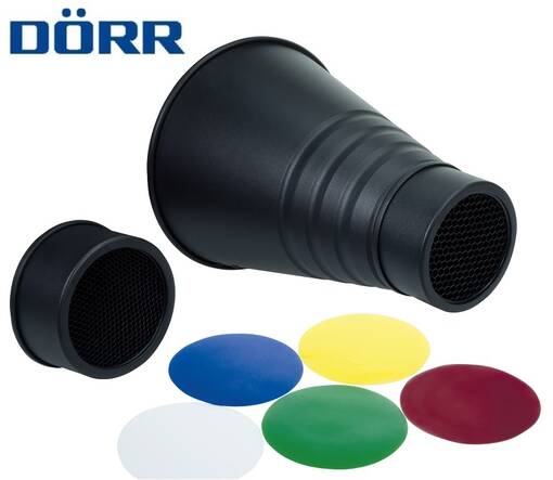 Snootti, 2x hunajakennolla ja värisuotimilla ( Quick-Fix sovitteet 37296x) - Valonmuokkaimet ja heijastimet - 36114 - 1