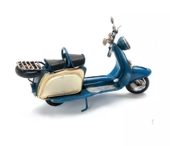 Skootteri koriste 16x7x11cm - sin./valk - Peltikyltit ja metallikoristeet kuville - 42524 - 1