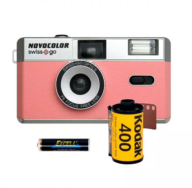 Swiss +go Novocolor kamerasetti pink - filmi, laukku, paristo - Kertakäyttökamerat, filmikamerat - 42754 - 1
