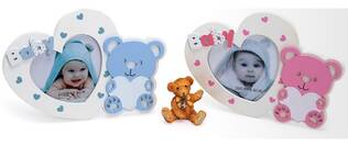 Sydän Nalle 20x13,4cm, 10x9,6 kuvalle - rosa - Lastenhuoneeseen ja kastelahjakehykset - 38125 - 1