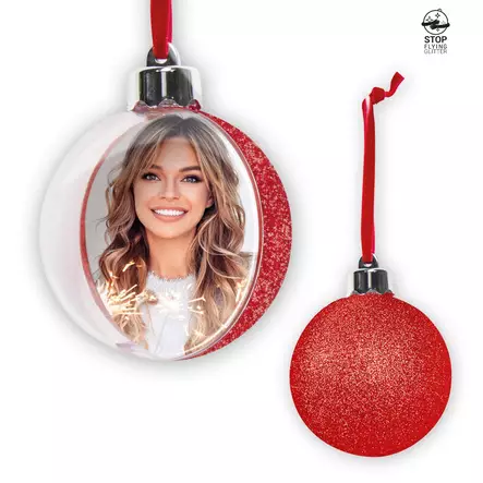 ISO 10cm kuvapallo PUNAINEN hile (6 kpl / display) - Joulu- ja talviaiheiset tuotteet - 41425 - 1