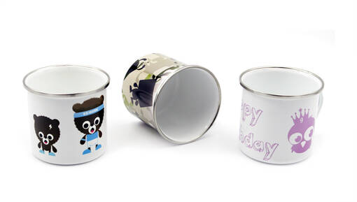 Emali muki 3dl - teräksen värinen reuna (de Luxe laatu) - Uusia painotuotteita - 36925 - 1