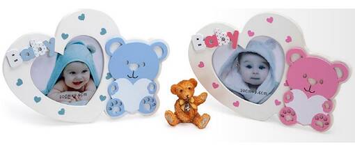 Sydän Nalle 20x13,4cm, 10x9,6 kuvalle - rosa - Lastenhuoneeseen ja kastelahjakehykset - 38125 - 1