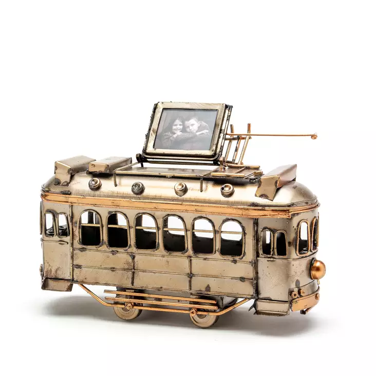 Antiikki pronssi Raitiovaunu - 20x13x7cm - Peltikyltit ja metallikoristeet kuville - 41905 - 1