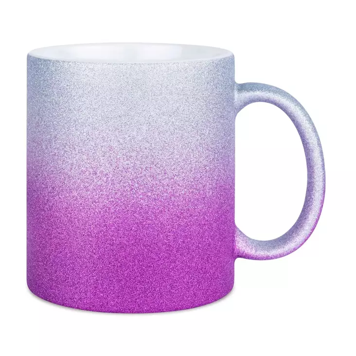 Glitter muki hopea/purpura 98x80mm - Mukit, astiat sublimaatiopainatukseen - 42805 - 1