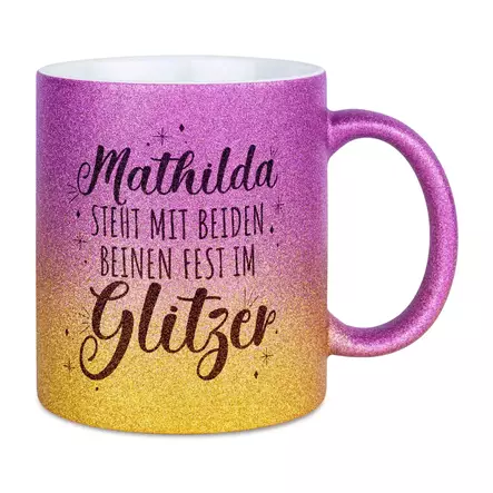 Glitter muki purpura/kulta 98x80mm - Mukit, astiat sublimaatiopainatukseen - 42806 - 2