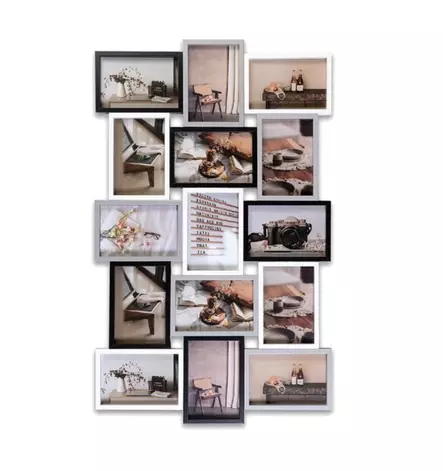 Monikuvakehys multicolor harmaa, valk, musta 15x 10x15 kuvalle - 44,5x72,5cm - Monikuvakehykset - 41846 - 1