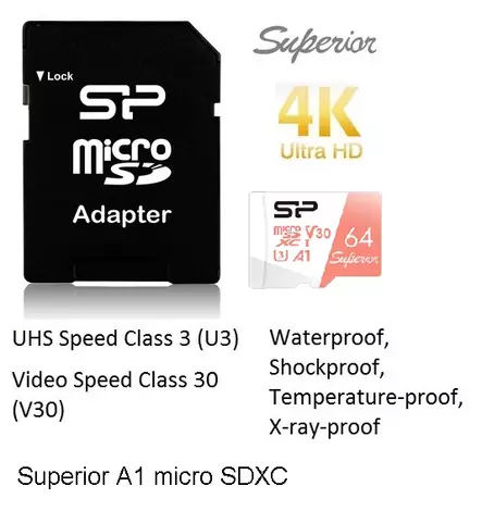 SiliconPower 64GB Superior A1 microSDXC (U3) 4K muistikortti - SD-kortit ja MicroSD-kortit - 42876 - 1