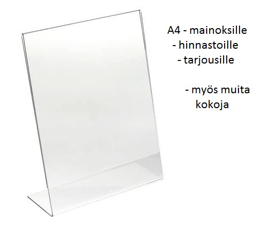 Akryylikehys A4 (21x30) pystymalli - Myymälään, pakkaustarv ja pahvilaatikot - 37046 - 1