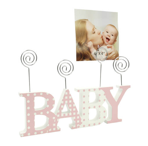 Baby Clip v.pun, puu 22,5x15x1,5cm - Lastenhuoneeseen ja kastelahjakehykset - 34336 - 1