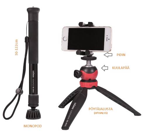 DÖRR SB-2810S yksijalka- pöytäjalusta, kuulapää, puh.pidike setti - Kamerajalustat ja jalustalaukut - 38216 - 1