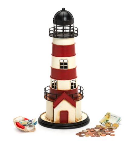 Majakkalipas pyöreä 20,5x20,5x45cm -punainen - Peltikyltit ja metallikoristeet kuville - 38266 - 1