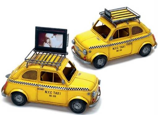 NYC keltainen taxi kehyslipas - 27x13x14 - Peltikyltit ja metallikoristeet kuville - 36386 - 1