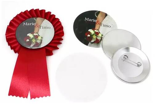 Rintamerkki RUSETTI 59mm - punainen neulalla - Rintamerkkilaitteet ja tarvikkeet - 38206 - 1