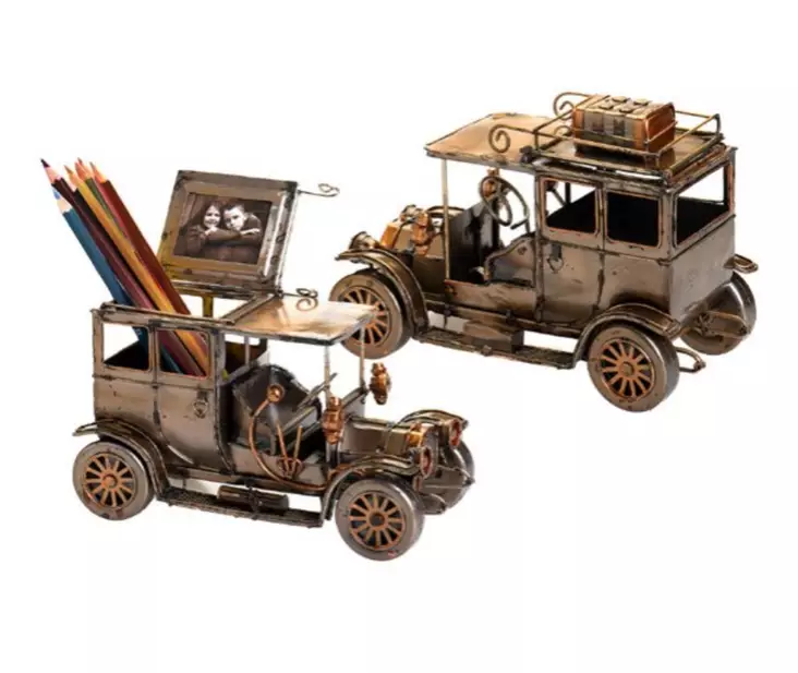 Antiikki auto - 20x14x10cm - kynäteline - Peltikyltit ja metallikoristeet kuville - 41906 - 1