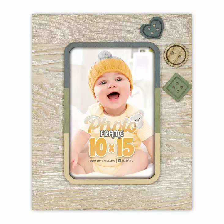 Blazer 10x15 nappi- lapsikehys - puuta - Lastenhuoneeseen ja kastelahjakehykset - 42516 - 1