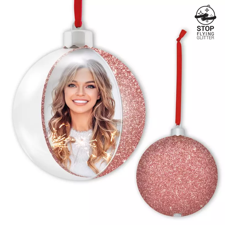 ISO 10cm kuvapallo PINKKI hile (6 kpl / display) - Joulu- ja talviaiheiset tuotteet - 41386 - 1