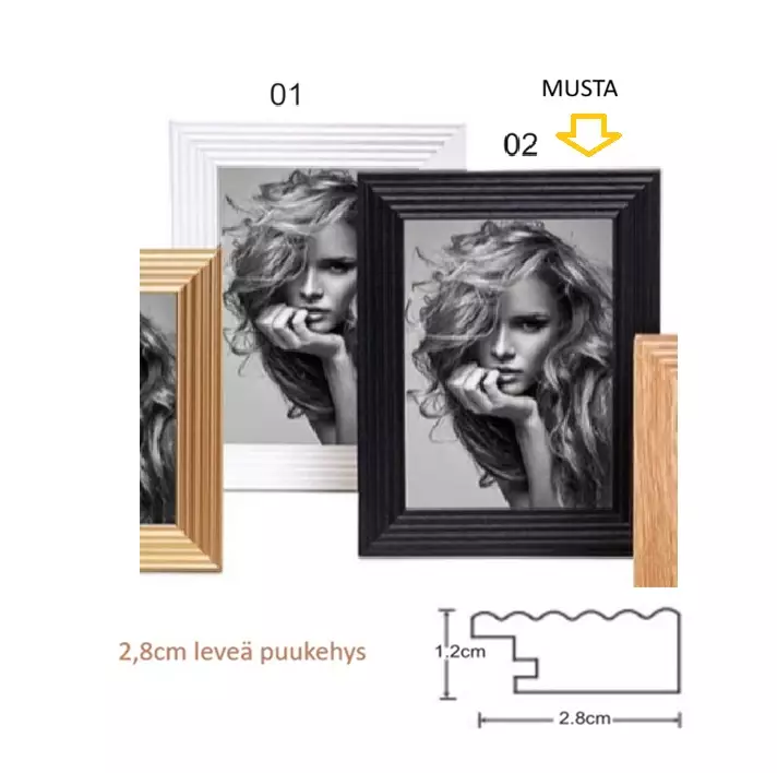 Leveä HR-36 musta 13x18 puukehys - Litteät ja pyöristetyt kehykset - 42636 - 1