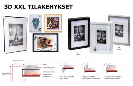 3D XXL tilakehys 40 x 40 hopea - 4,5cm korkea lista - Tilakehykset - 38517 - 2