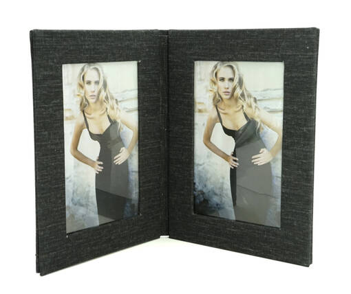 Canvas 10x15 2-kuvan kansio / kehys musta/ t.harmaa - Hautajaisalbumit - 35847 - 1