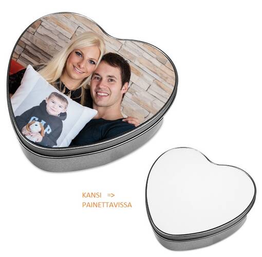 Metalli lahjarasia sydän 150 x 145 mm- sublikannella (irrallaan) - Muut painettavat sublimaatiotuotteet - 38427 - 1