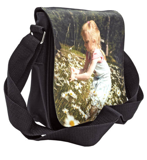 Olkalaukku pieni, 18 x 20 x 6 cm, musta - Laukut, lompakot sublimaatiopainatukseen - 26227 - 1