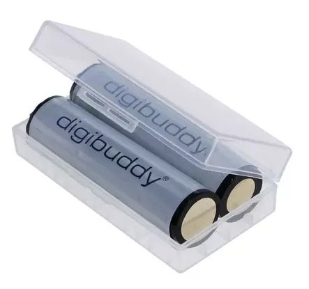 Li-Ion akku 18650 tuplapakkaus (=2 KPL) , 2600mAh + kotelo - Kamera- ja videoakut - 37058 - 1