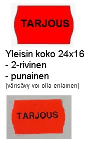 Etiketti hinnoittelulaitteelle 25x16 pun.TARJOUS, 2-rivinen - Myymälään, pakkaustarv ja pahvilaatikot - 36508 - 1