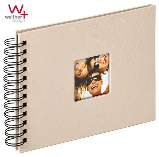 Fun Spiraalialbumi hiekka 23x17 cm, 40 mustaa kart.sivua - Valokuva-albumit mustilla sivuilla - 37318 - 1