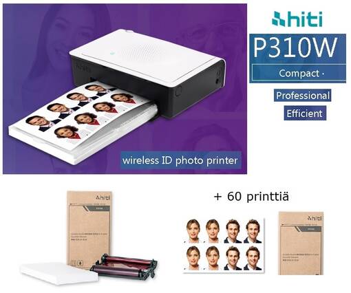HiTi P310W passikuvatulostinpaketti sis 60 tulostetta - Passikuvatulostimet, ohjelmat, paperit - 40678 - 1