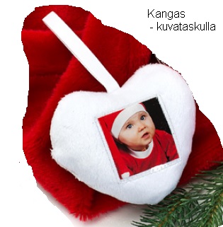 Pehmeä sydän koriste - 10 x10 x 4cm - omalle kuvalle - Joulu- ja talviaiheiset tuotteet - 37278 - 1