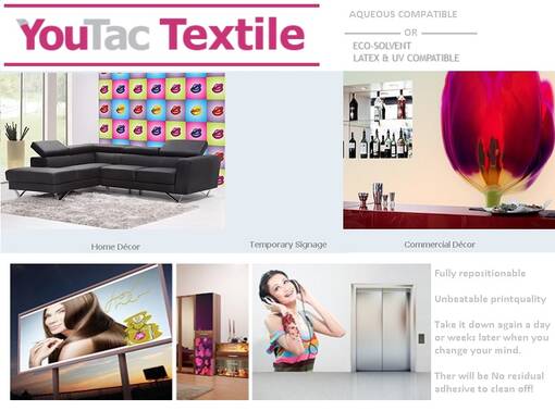 YouTac Textile "tarrapaperi" - MUSTESUIHKUTULOSTIMILLE - Synteettisetpaperit ja tarrapaperit - 36758 - 1