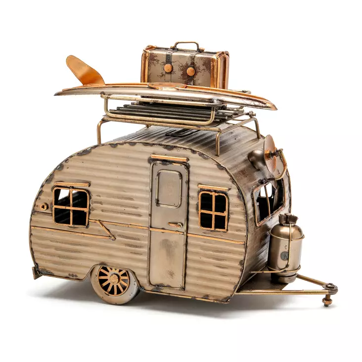 Antiikki pronssi asuntovaunu - 24x12x20cm - Peltikyltit ja metallikoristeet kuville - 42038 - 1