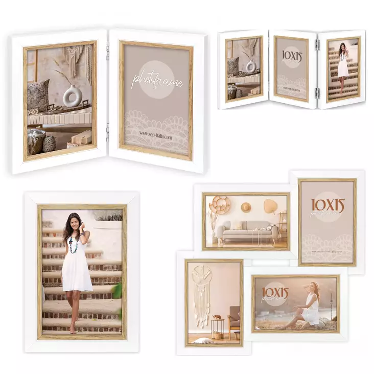 Ayas puukehykset - valkoinen ruskealla reunalla - Litteät ja pyöristetyt kehykset - 41448 - 1