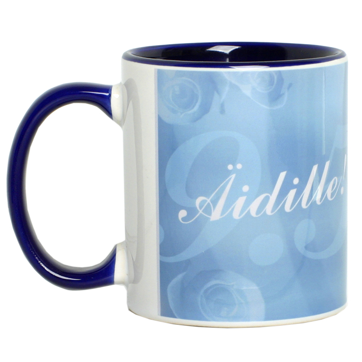 Kaksivärinen muki, Tummansininen kahva ja sisus - Mukit, astiat sublimaatiopainatukseen - 31368 - 1