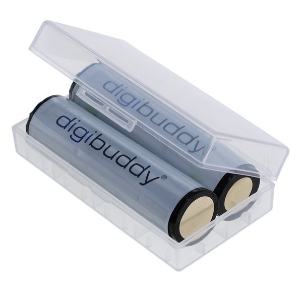 Li-Ion akku 18650 tuplapakkaus (=2 KPL) , 2600mAh + kotelo - Kamera- ja videoakut - 37058 - 1