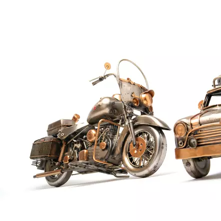 Antiikki pronssi police moottoripyörä - iso 35x12x22cm - Peltikyltit ja metallikoristeet kuville - 42039 - 2