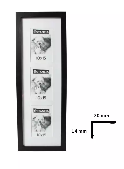 Stilren MUSTA 3x 10x15 (20x60) monikuvakehys, 6/ltk - Monikuvakehykset - 37369 - 1