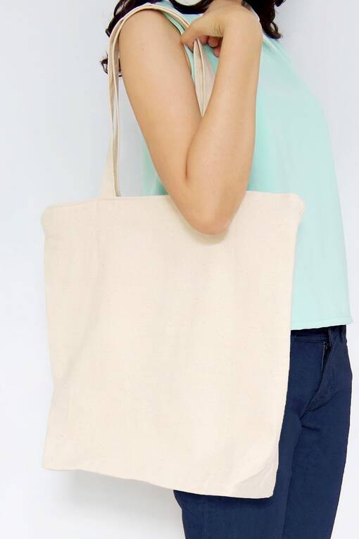 Kangaskassi luonnon valkea 37x41cm, 140g puuvilla - Puuvillatekstiilit - 37019 - 1