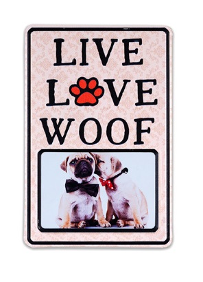 Live Love Woof koira peltikyltti 20x30cm - BLACK FRIDAY - 39659 - 1
