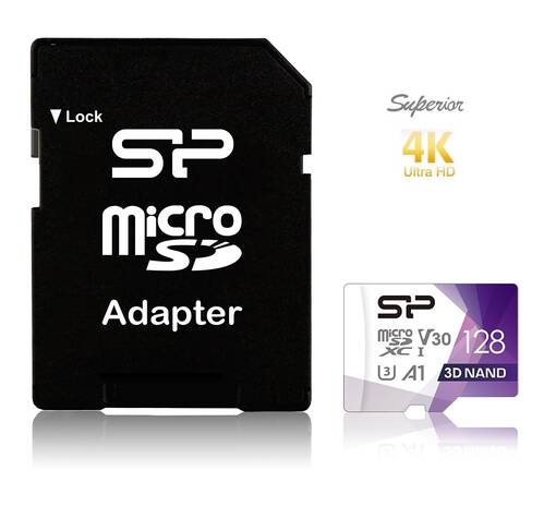 SiliconPower 128GB Superior Pro V30 MicroSD (U3) 4K - SD-kortit ja MicroSD-kortit - 39069 - 1