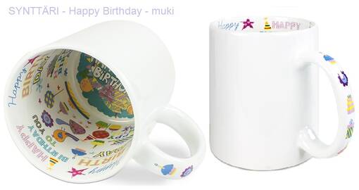 Aihe muki Synttäri "Birthday" muki - Mukit, astiat sublimaatiopainatukseen - 36919 - 1