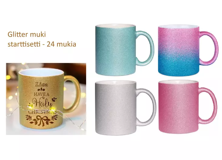 Glitter muki starttisetti (24 kpl lajitelma) - Mukit, astiat sublimaatiopainatukseen - 42459 - 1