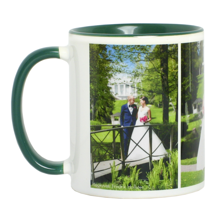 Kaksivärinen muki, tummanvihreä kahva + sisus - Mukit, astiat sublimaatiopainatukseen - 26049 - 1