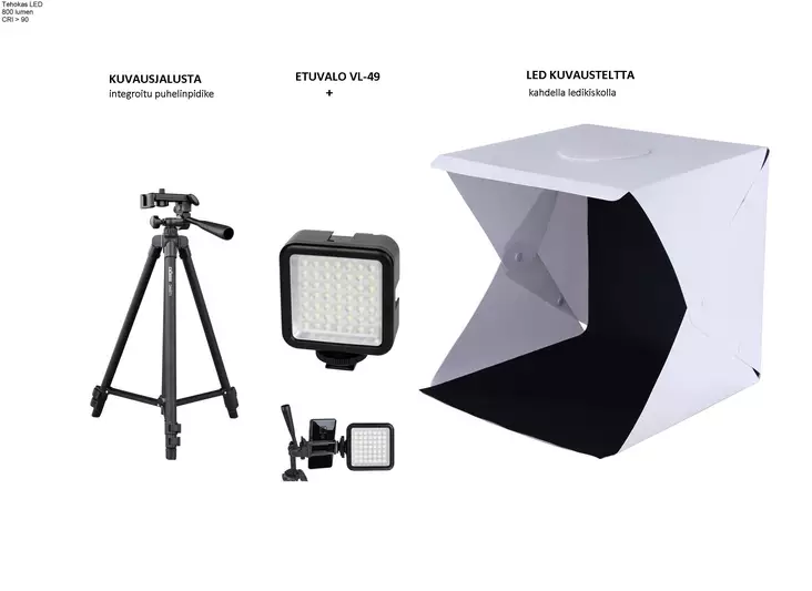 Kuvaus-teltta ML-4040, -jalusta, -etuvalolla - Tuotekuvaukseen kuvausteltat ja setit - 41889 - 1