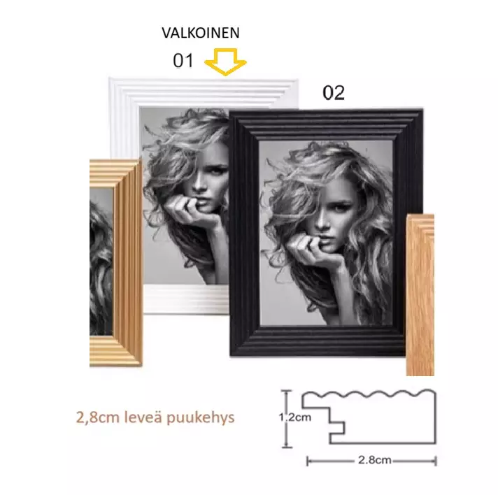 Leveä HR-36 valkoinen 15x20 puukehys - Litteät ja pyöristetyt kehykset - 42639 - 1