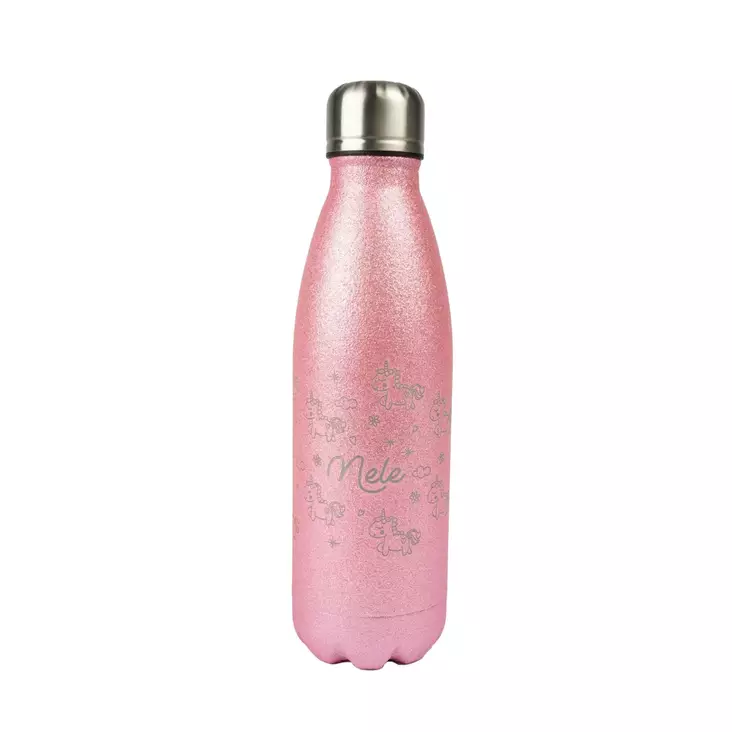 Sublimaatio- ja laserkaiverrettava glittertermospullo 500 ml pink - Uusia painotuotteita - 42959 - 1